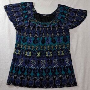 Apt 9 Womens Blouse Top Size Medium Multicolor‎ Square Neck